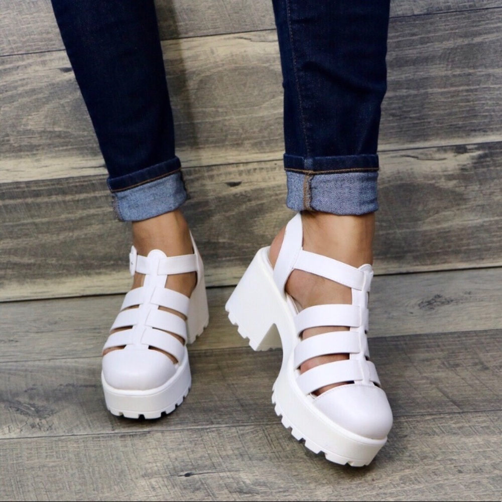 White closed toe gladiator sandals